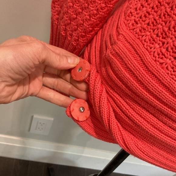 CACHE Vintage 80s Chunky Knit Sweater Side Buckle Wrap Size Small Retro RED - Picture 8 of 14